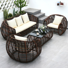 戶外沙發別墅室外庭院藤椅家具套裝陽台休閒簡約現代客廳編藤茶几