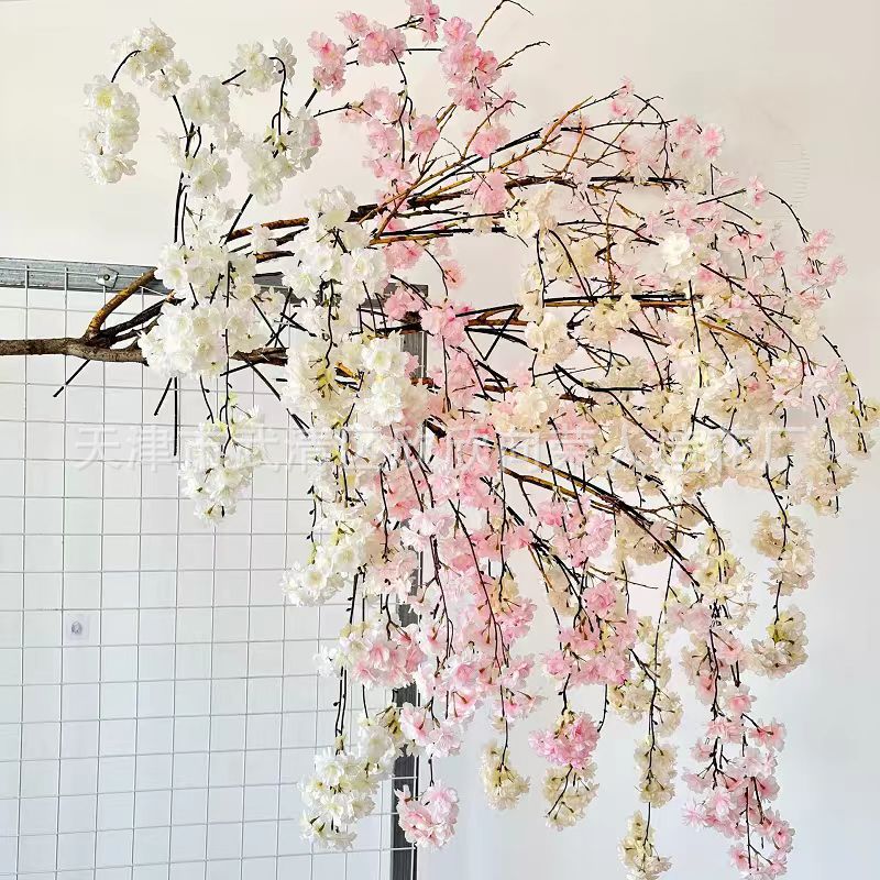 仿真花大枝垂钓樱花家居装饰绢花仿真垂挂瀑布樱花瓶花仿真花植物