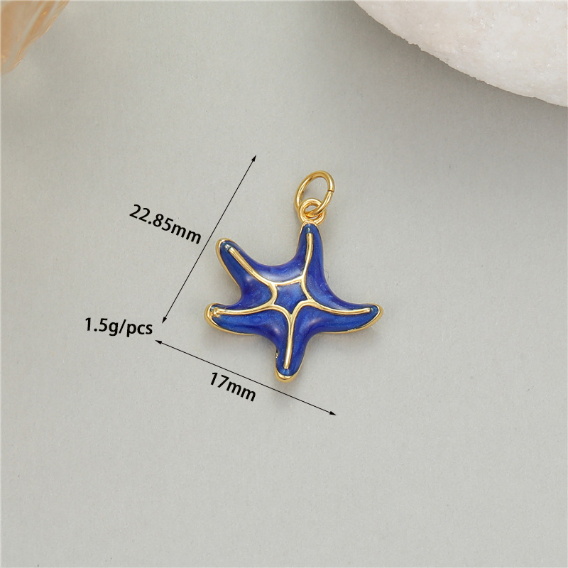 5g Weight Pendant Jewelry Making Type DIY Ornament Accessories Classification 1 Piece Quantity Copper Material Starfish, Dolphin, Fish Tail Pattern All Seasons Season Plating Design Cute, Vacation, Beach Style 1 Piece Copper Starfish Dolphin Fish Tail Pendant DIY Ornament Accessories 5