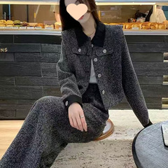 开春穿搭2025套装女感休闲运动减龄小香风上衣阔腿裤两件套