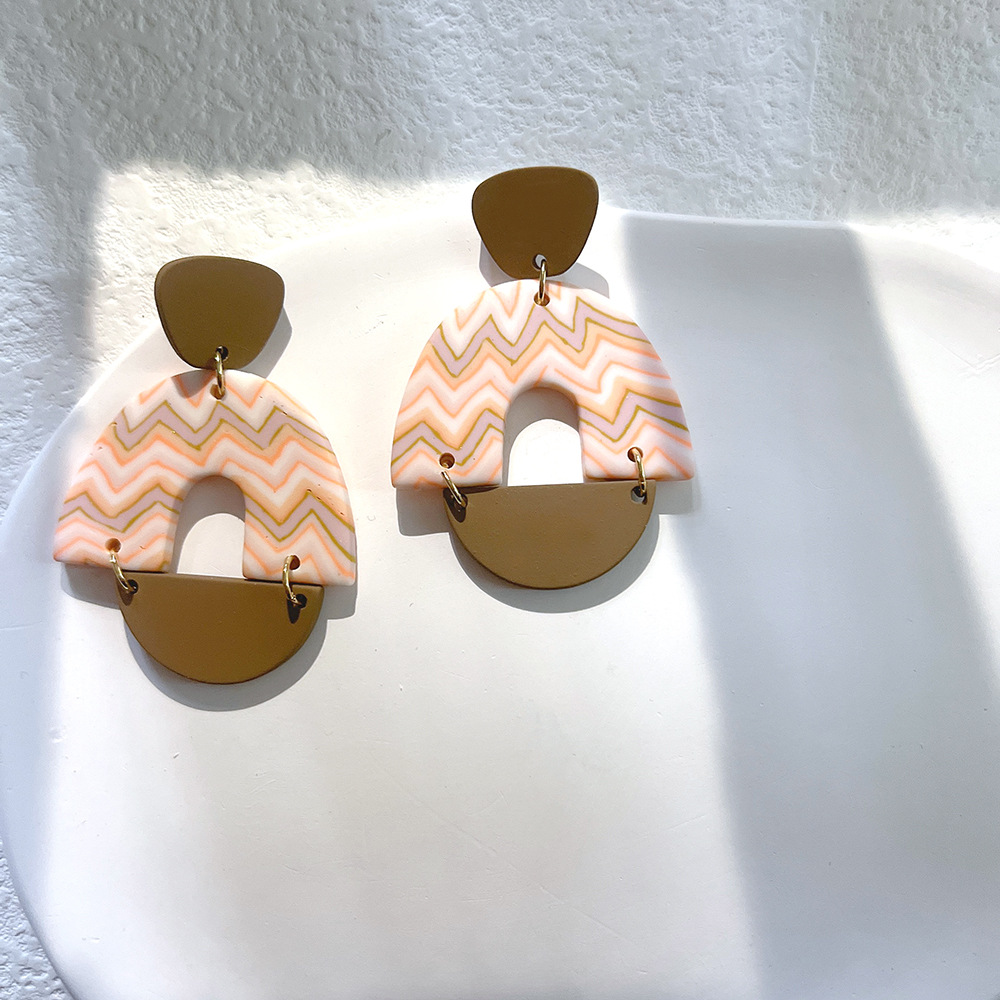 Fashion Stripe Arylic soft clay Womenu0027S Drop Earrings 1 Pair