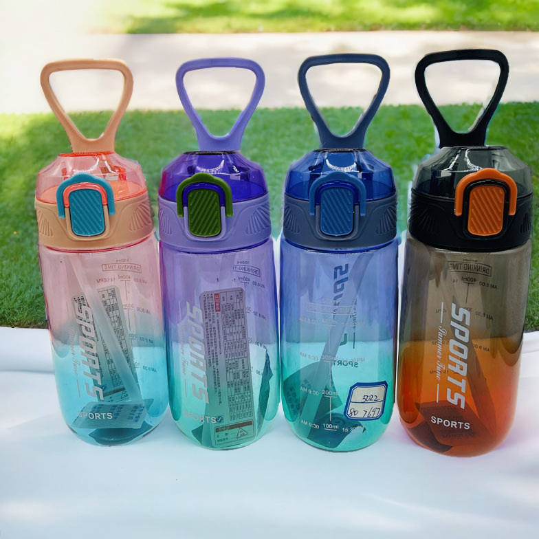 Baijia nuevo 5025 Comercio exterior gradiente de color espacio taza 750ml cubierta de rebote taza de deportes al aire libre portátil taza de agua