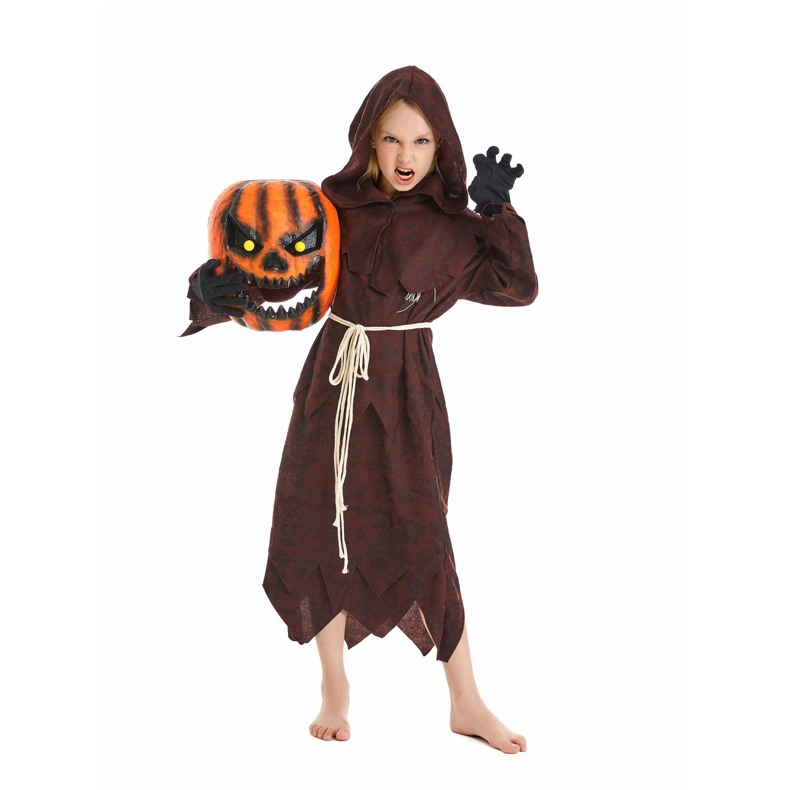 Halloween cosplay ghostly scarecrow pumpkin head costume Halloween party attire Halloween costume
