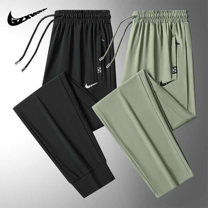 Ice Silk Casual Pants for Men, Summer Thin Straight-Leg Long Pants, Outdoor Cool Breathable Large Size Stretch Sports Pants