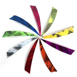 4英寸炫彩盾形真羽水滴真羽 纯碳混碳弓箭箭羽毛火鸡羽跨境热销