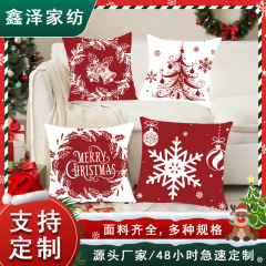 亚马逊跨境热销圣诞节日装饰抱枕套客厅沙发亚麻印花靠垫套