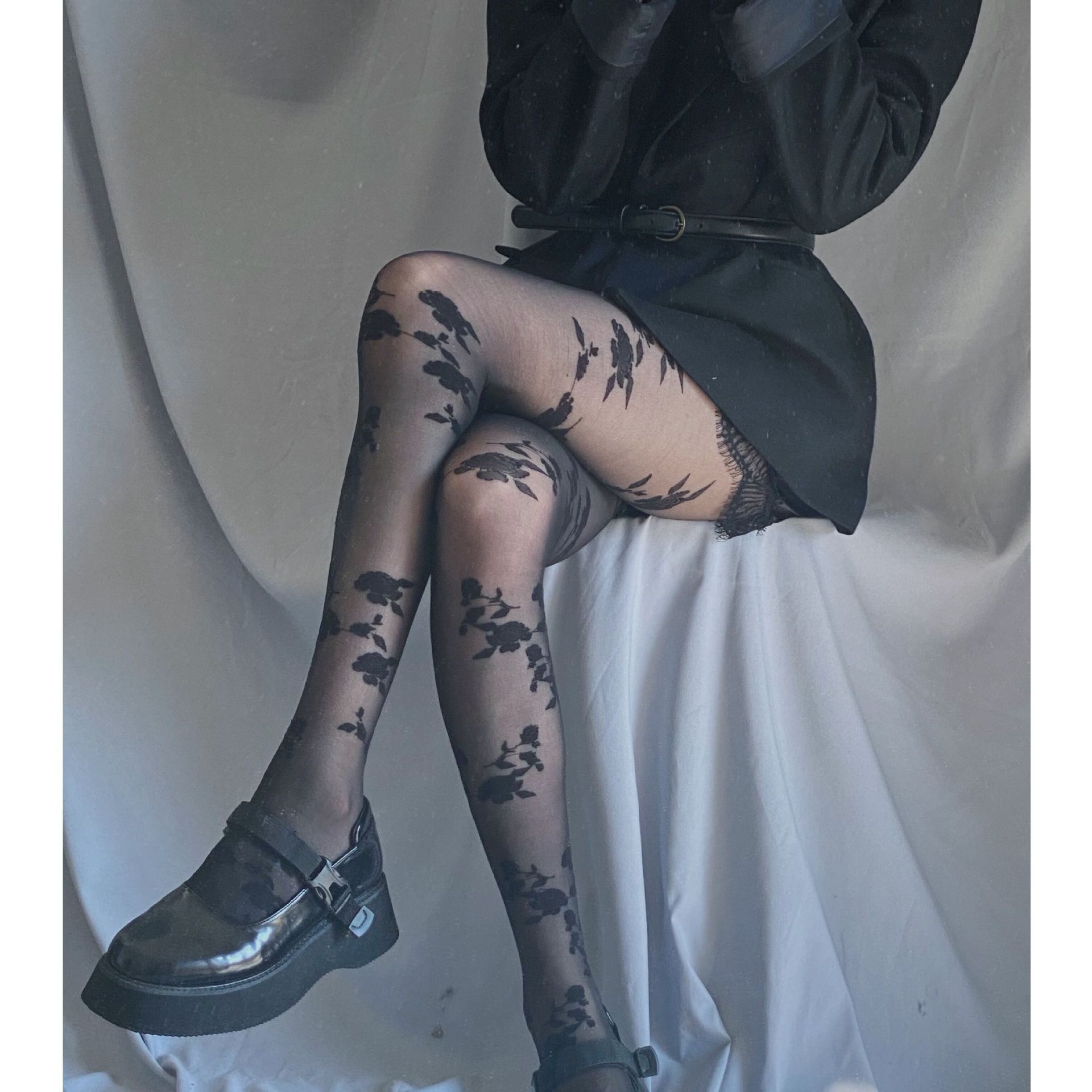 Rose Silk Stockings Women's Summer Black Pantyhose Autumn ins Trendy Sexy Black Silk JK Autumn and Winter White Silk Stockings