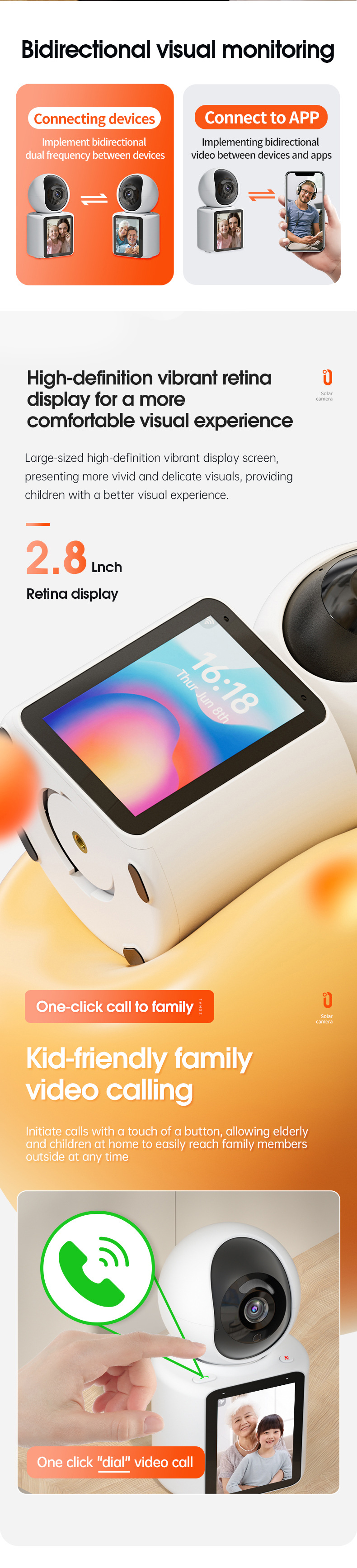 Video Surveillance Camera One-Click Call Two-Way Communication Home Elderly Child Care Monitor_voghion.com