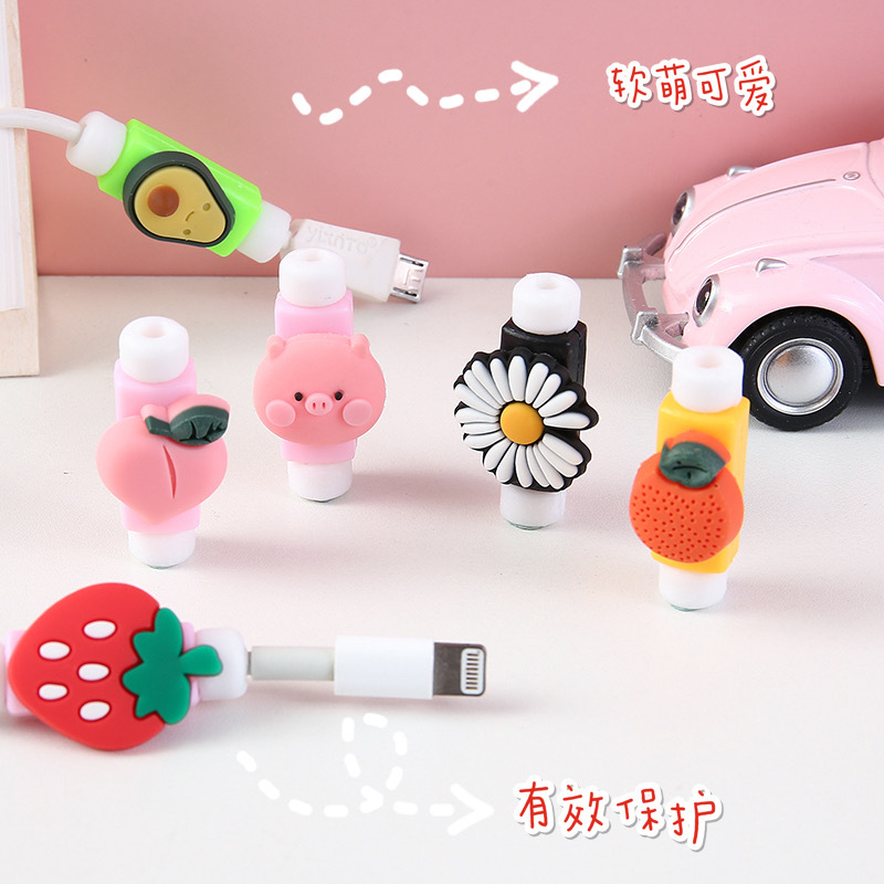 Cartoon data line protect Charging line Fracture Protector lovely girl three-dimensional Headphone cable smart cover