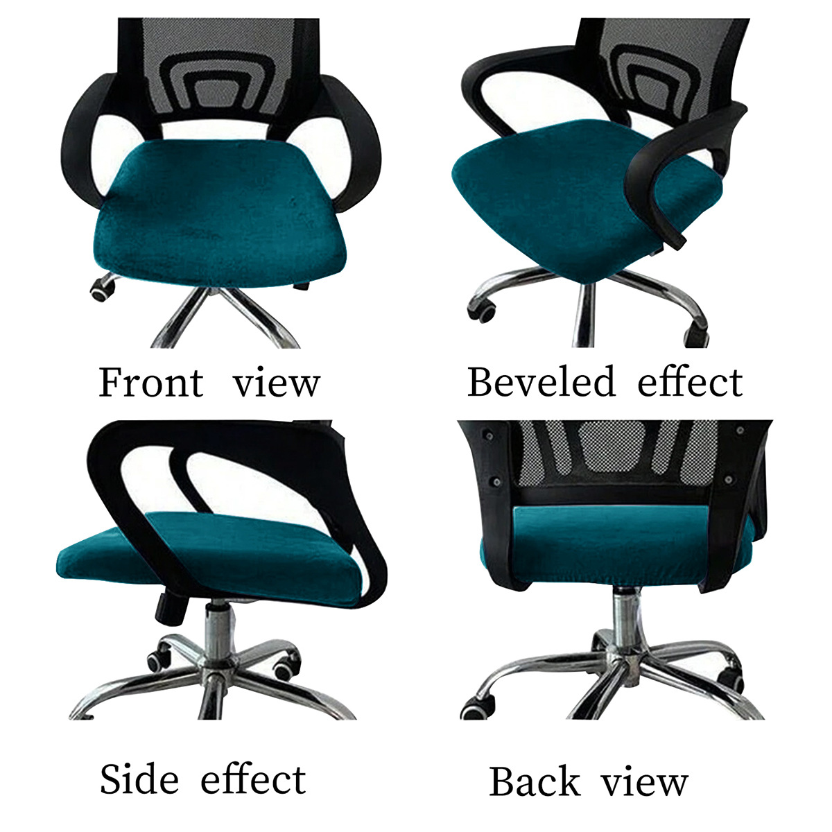 Amazon transfronterizo plata de zorro vello de oficina elástica cubierta de banco cubierta de cojín de silla universal de color sólido TEMU en stock