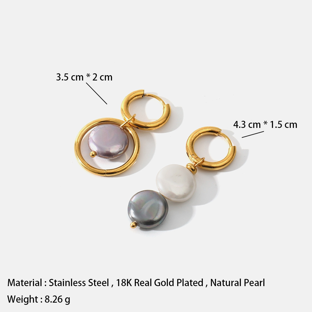 Title 1, Orecchini asimmetrici con pietra naturale, cerc...