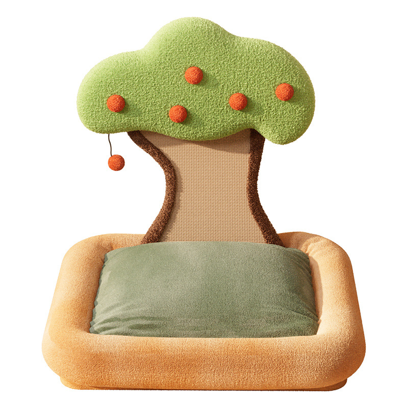 Mascota caqui árbol de gato de la placa del rasguño del gato nido integrado resistente al desgaste resistente a los arañazos tablero del rasguño del gato nido suministros para mascotas