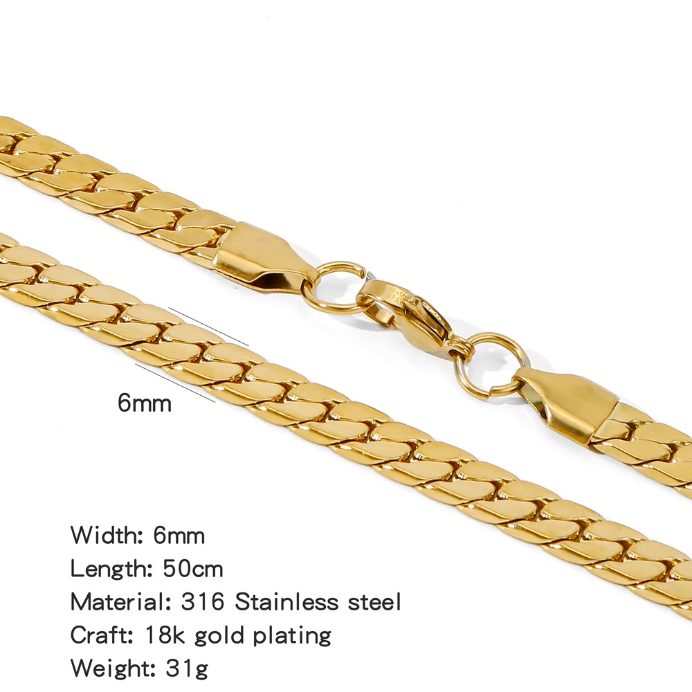 PVD Coated Gold Plating Process Simple Style Geometric 316 Stainless Steel Plating Unisex Necklace Men Chain Necklaces