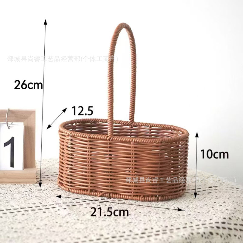 Cestas de flores tejidas a mano tejidas de paja bambú tejidas de flores tejidas a mano imitación de vid y fruta huevo caja de regalo cesta pastoral