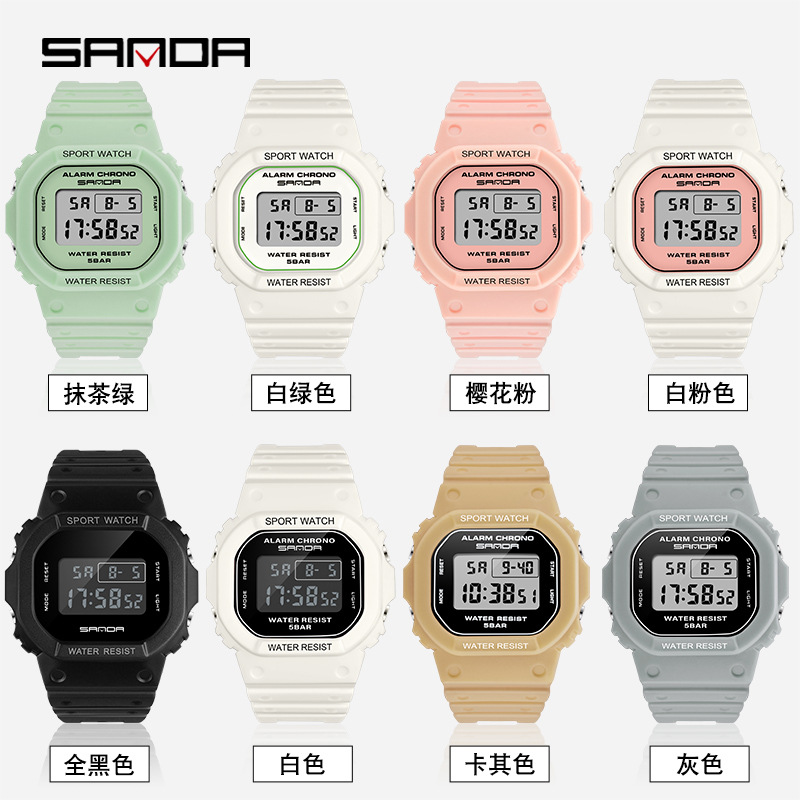 Sanda cross-border 293 square multi-function electronic watch sports watch waterproof luminous wholesale student fashion watch