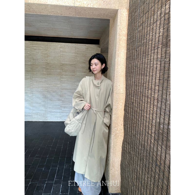 F.THREE三姐妹-计感复古摩登廓形长款外套风衣(配腰带,包包)99063|undefined