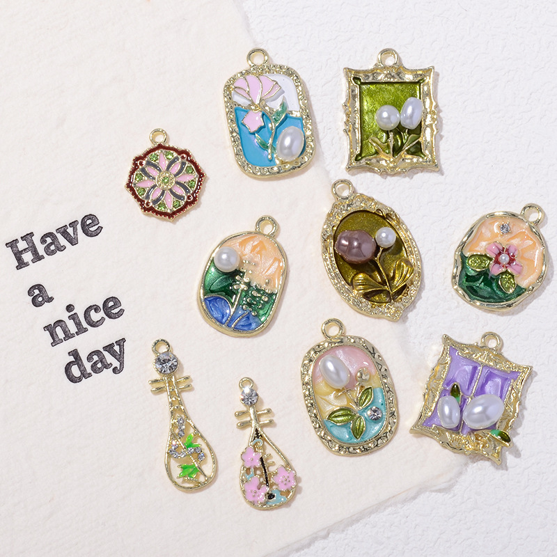 Monet's Garden French-Style Comic Pendant DIY Jewelry Retro Light Luxury High-End Handmade Hair Accessories Decorative Accessories Monet's Garden French-Style Comic Pendant DIY Jewelry Retro Light Luxury High-End Handmade Hair Accessories Decorative Accessories