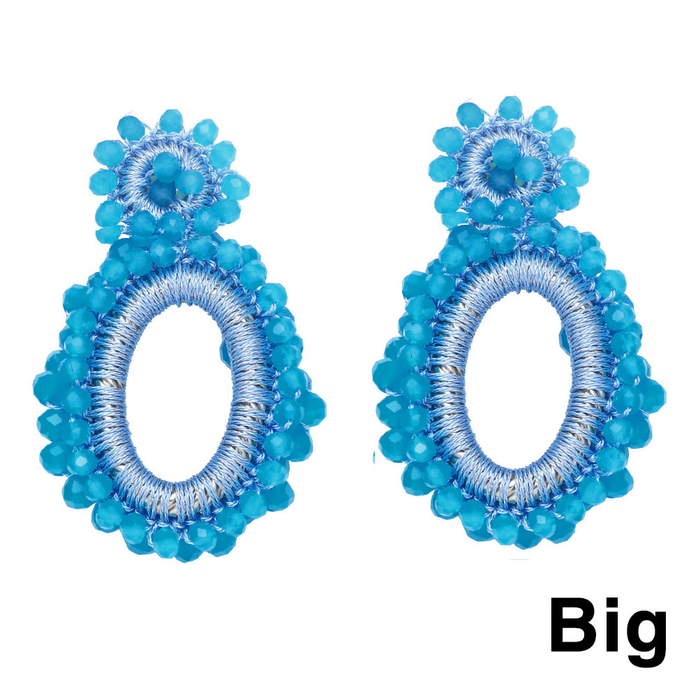 Fashion Hand-Woven Beads Geometric Shaped Copper Earrings Female