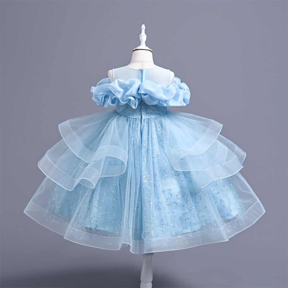Vestido infantil Vestido princesa Vestido pompadour de lentejuelas Disfraz infantil mediano Vestido de gasa para niña Vestido infantil_voghion.com