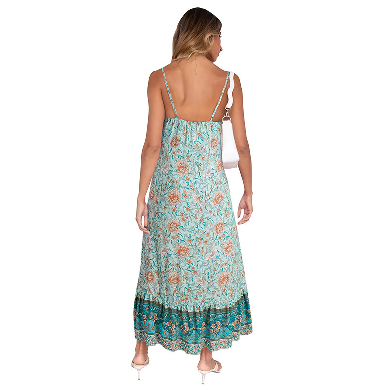 Bohemian Halter Floral A-line Dress NSSA71892