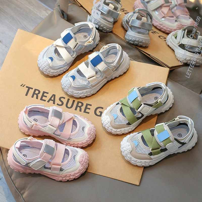 Спортивные сандалии для девочек 2024 новые летние детские ботинки модные мальчики баотоу сандалии