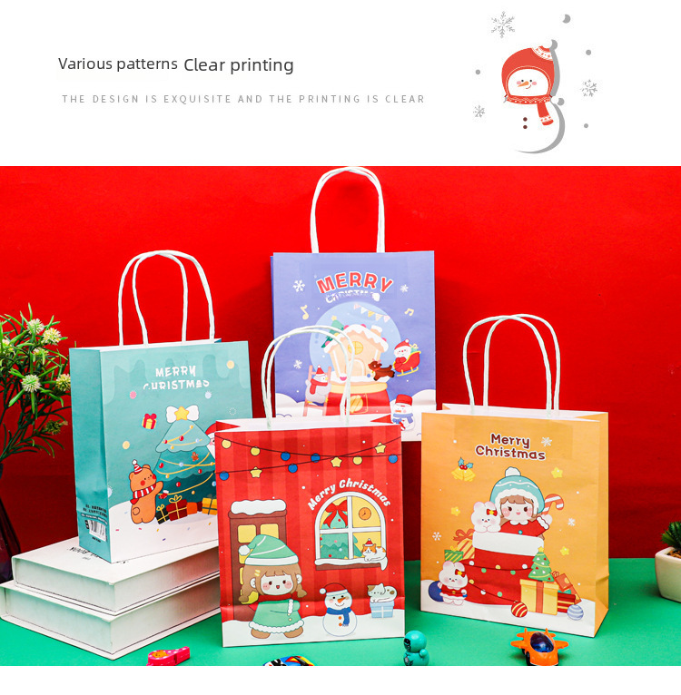 Christmas Gift Bag Snowman Elk Kraft Paper Bag Gift Packaging Bag Christmas Eve Cartoon Gift Bag_voghion.com