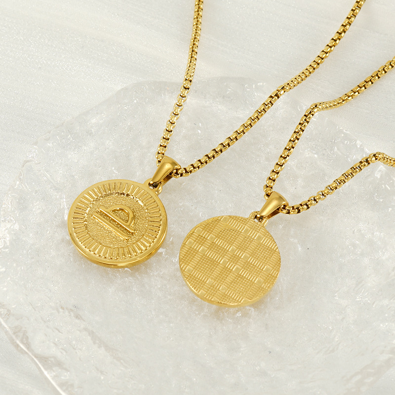 Collar transfronterizo de doce constelaciones de acero de titanio europeo y americano femenino 18K redondo tendencia de moda colgante de constelaciones de acero inoxidable clavícula