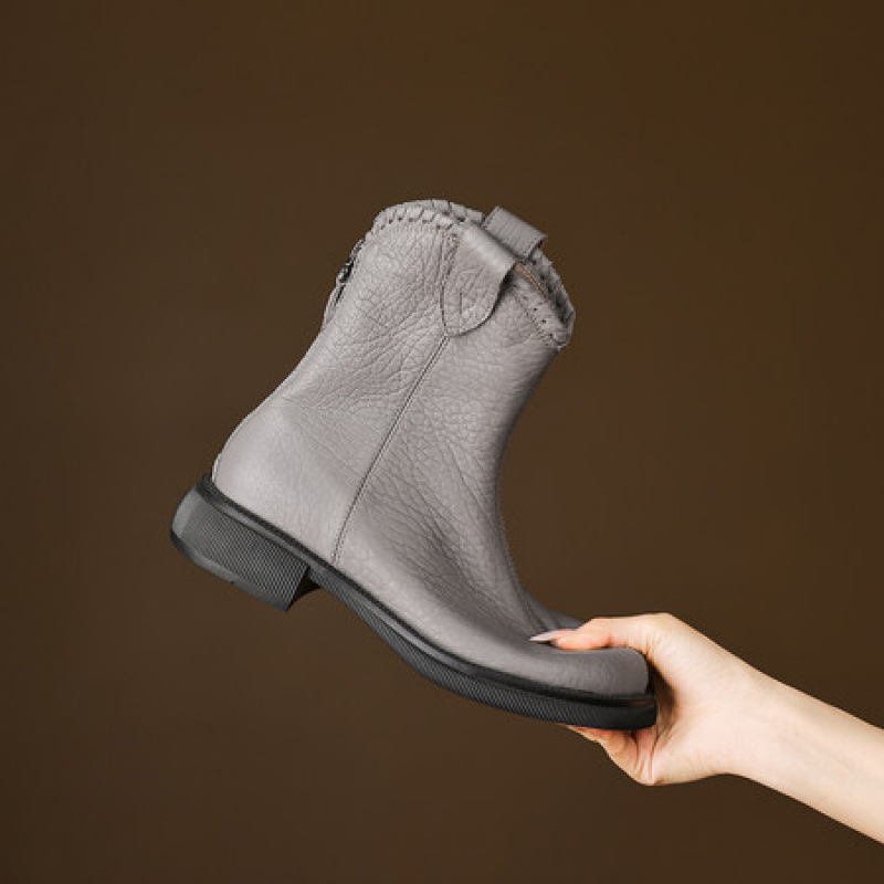 Stunning French Retro Genuine Leather Square-Toe Ankle Boots 2025 Autumn/Winter New Chunky Heel Elegant Versatile Commuter Women's Boots