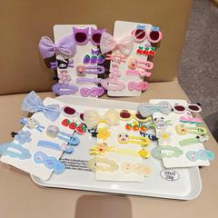 新款卡通蝴蝶結髮夾兒童髮飾套裝寶寶可愛夾子頭飾劉海碎發邊夾