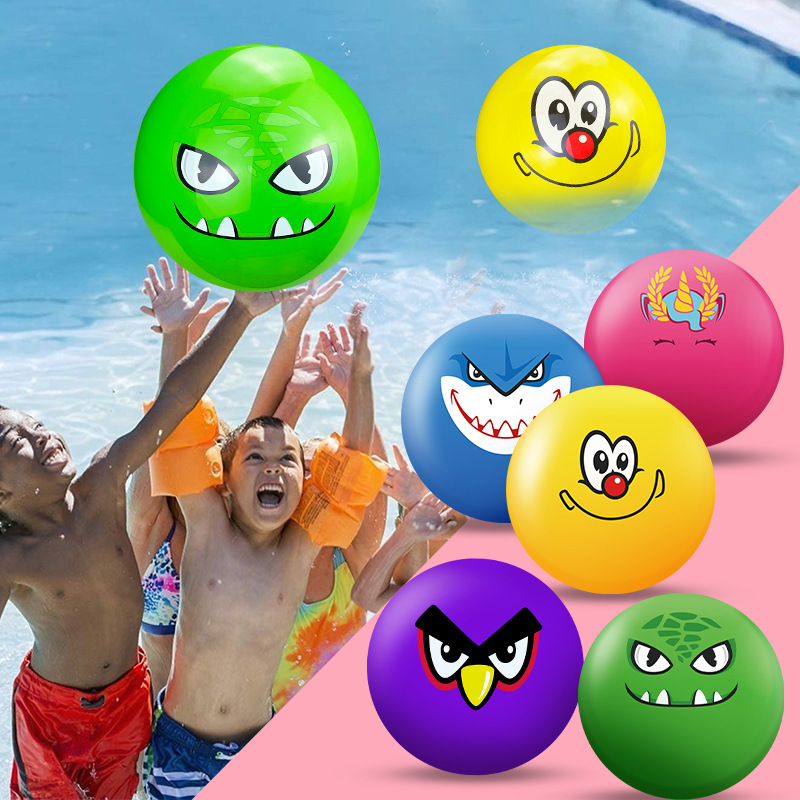 Yongqi bola raqueta de juguete para niños bola inflable de PVC bola de 9 pulgadas imagen de dibujos animados sonriente cara bola transfronteriza al por mayor