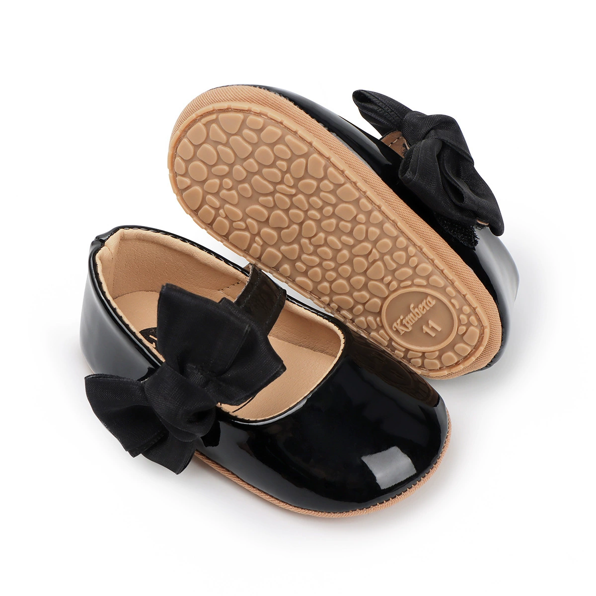 Children's polyurethane non-slip footwear for early age, sports shoes with bow for new born, 0-1 years, soft sole