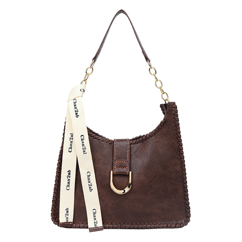 Bolsa de material de estilo británico bolsa de axilas de Superficie suave DIY hecho a mano tejida bolso diseño sentido no colisión solo bolso de hombro