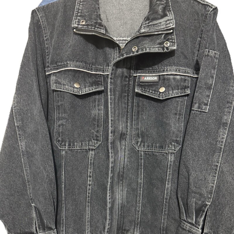 长袖牛仔套装工作服立领电焊工装制服拉链耐磨休闲车间反光条|undefined