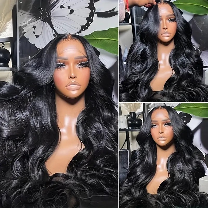Fashionable Long Wavy Wig Lace Trimmed 40 Inch Synthetic Hair Extensions_voghion.com