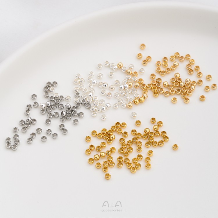 100 Pieces Diameter 1.5mm Diameter: 2.5mm Diameter 3mm Copper 14K Gold Plated Solid Color Polished Beads display picture 3