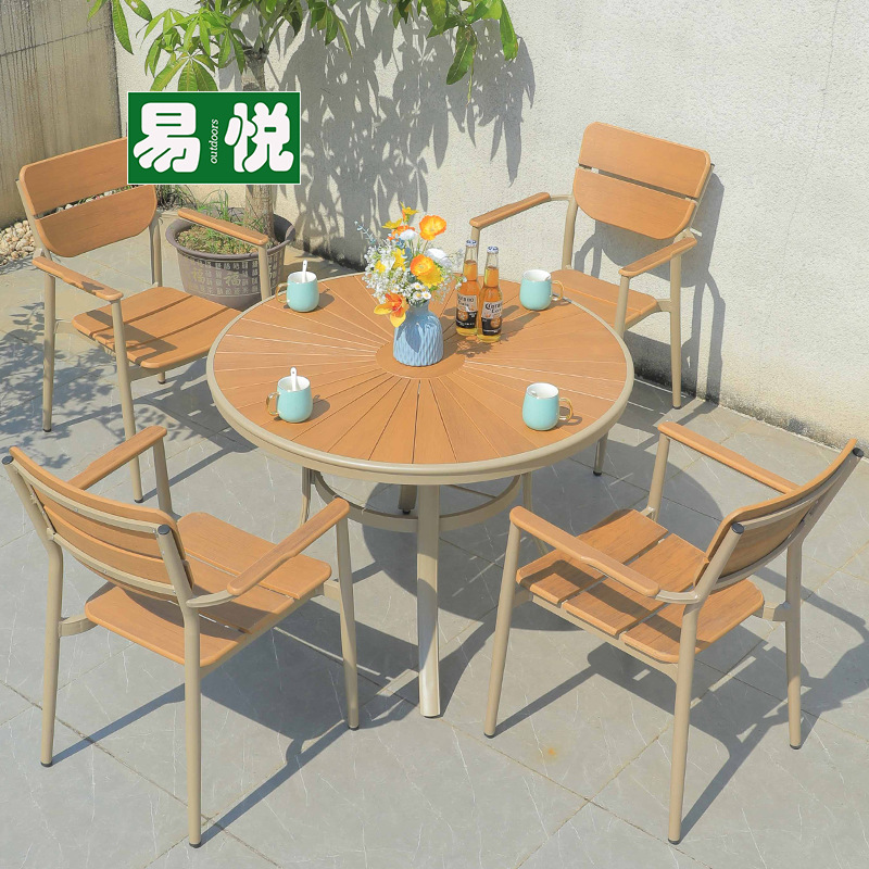 Combinación 2:4 silla 105 * H73 mesa redonda de madera de plástico