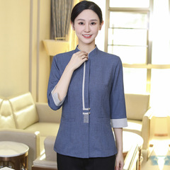 保潔工作服七分袖男女物業醫院清潔工服裝酒店客房保潔員工服印字