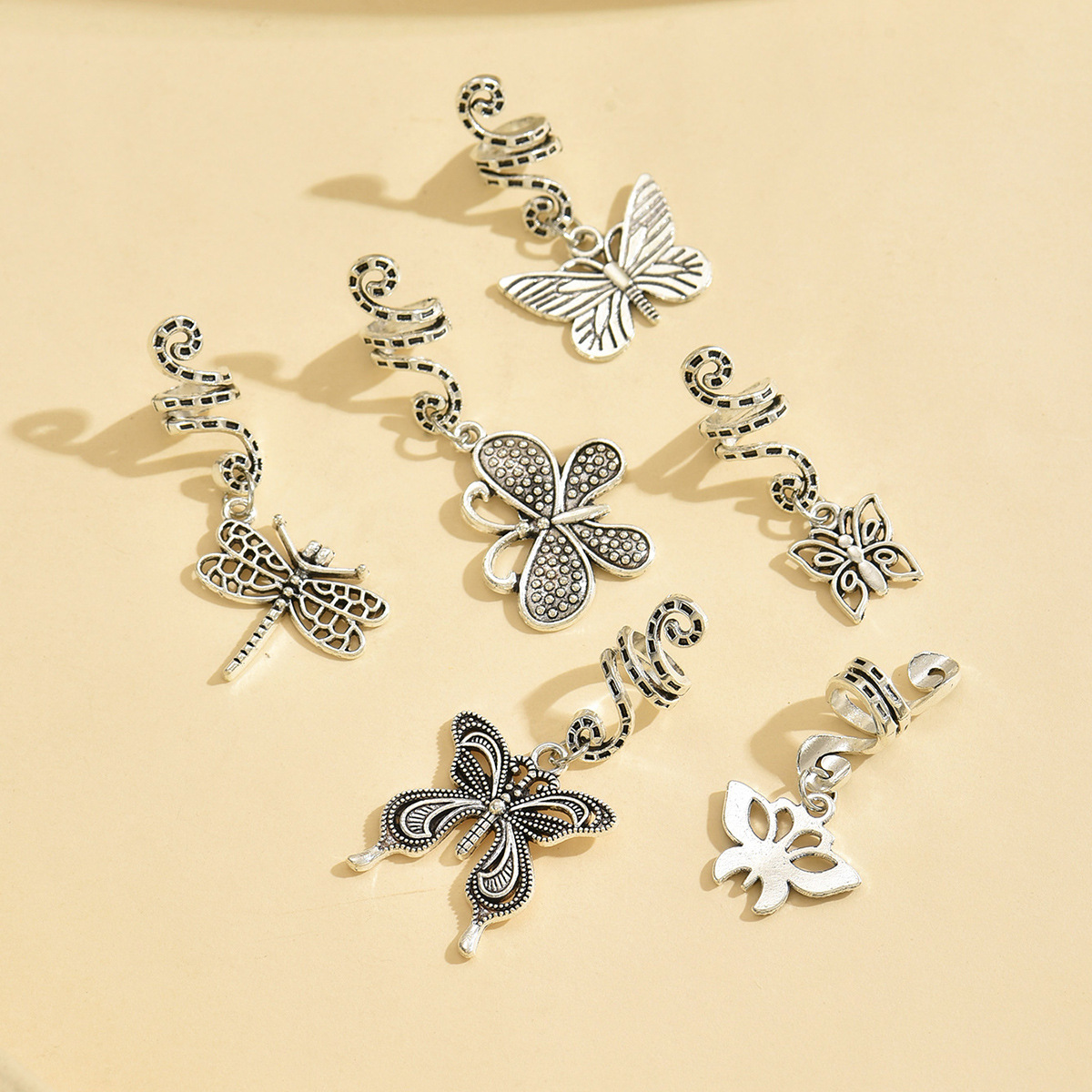 Perucas trenzadas decoración anillo de pelo toque de pelo aleación mariposa pequeña colgante trenzada africana colgante