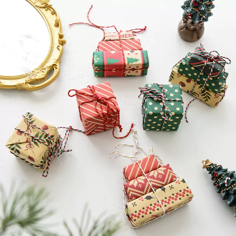 NUCHI跨境爆款圣诞节装饰品迷你圣诞礼物盒小挂饰圣诞树装饰挂件