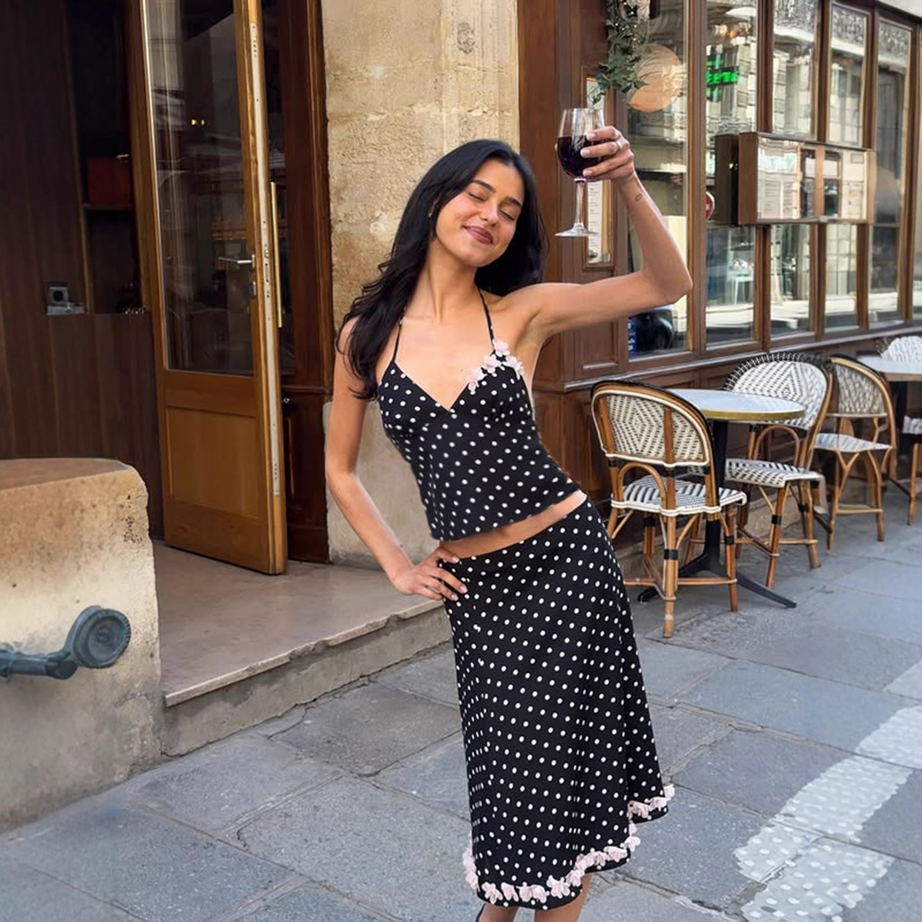 GraceChic GraceChic GraceChic Light Mature American Mid-Length Polka Dot Mermaid Cross-Border Ins Style Autumn Winter New Elegant Slim Fit Bodycon_voghion.com