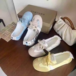 French Ballet Training Shoes Women's Flat 2024 Summer New Style Lace-up Breathable Slip-on White Shoes Fashion Single-layer Shoes