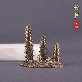 创意复古竹笋香插铜器摆件装饰品办公室桌面工艺品家居装饰品摆件