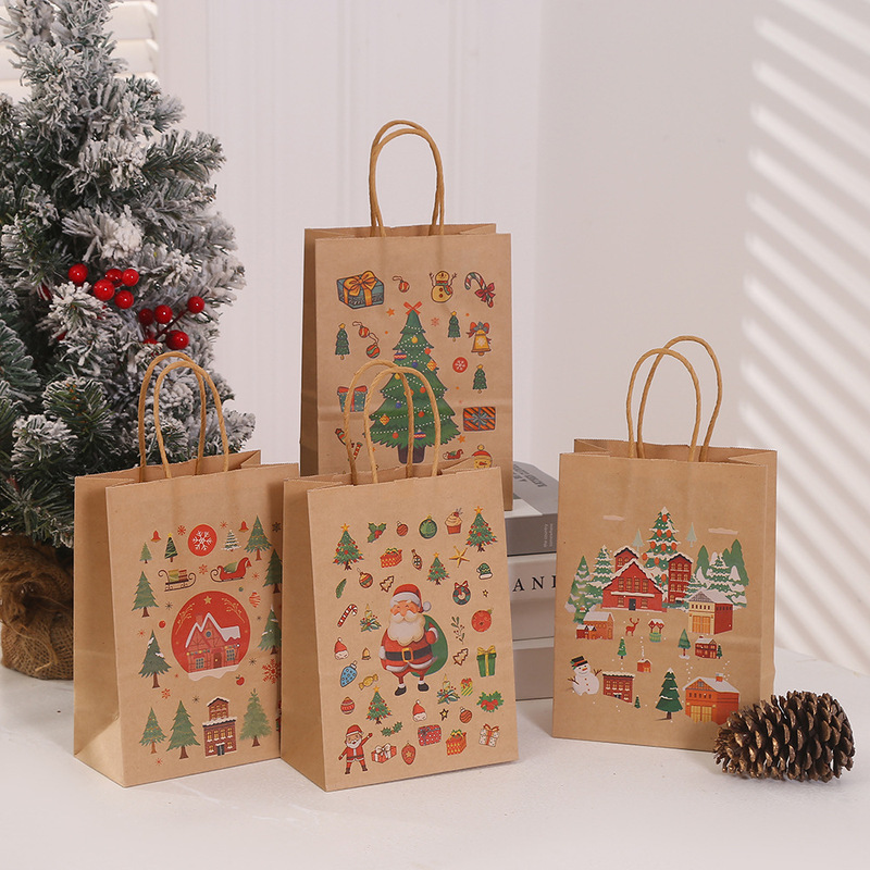 新しいクリスマスギフトバッグ平安果包装袋デパートショッピング手提げ紙袋厚手クラフト紙袋|undefined