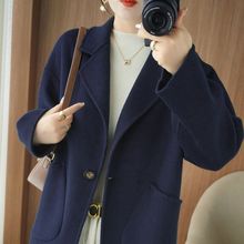 中老年呢子双面羊绒大衣女韩版小个子外套休闲毛羊毛茧型秋冬大码