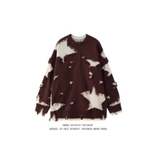 潮牌小众毛边设计感毛衣男女春秋季ins宽松下摆不规则破洞针织衫