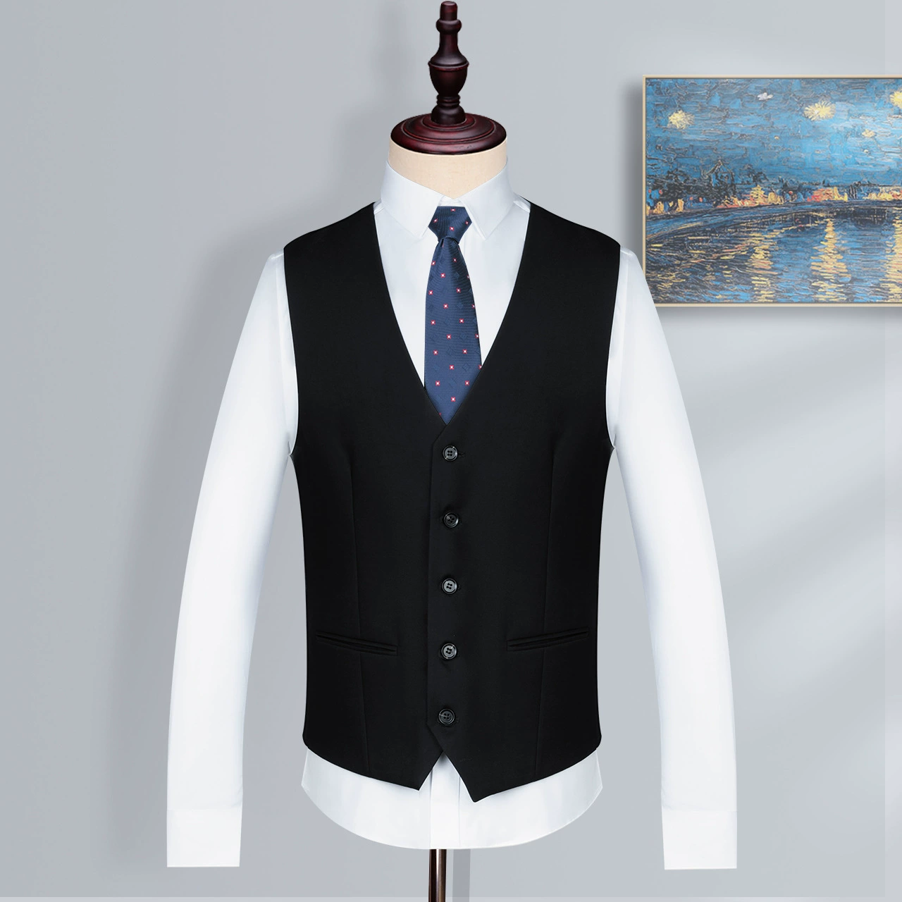 Костюм, жилет для работы, slim fit, корейский стиль