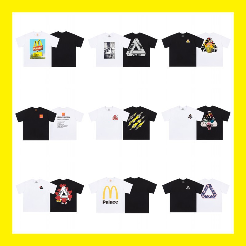 26S Cross-Border Trendy Brand Palace British-Style Trendy Brand Triangle Print Unisex Couple Loose Round Neck Short-Sleeve T-Shirt in Stock