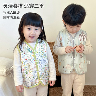 Class A Bamboo Cotton Gauze Baby Vest Autumn and Winter Boys and Girls Baby Vest Wearable Children's Vest