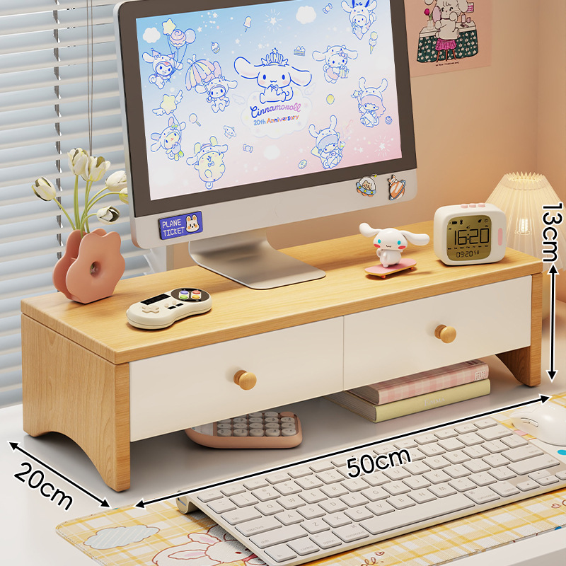 Soporte Elevador para Monitor de Tablero de Densidad con Cajón para Oficina
