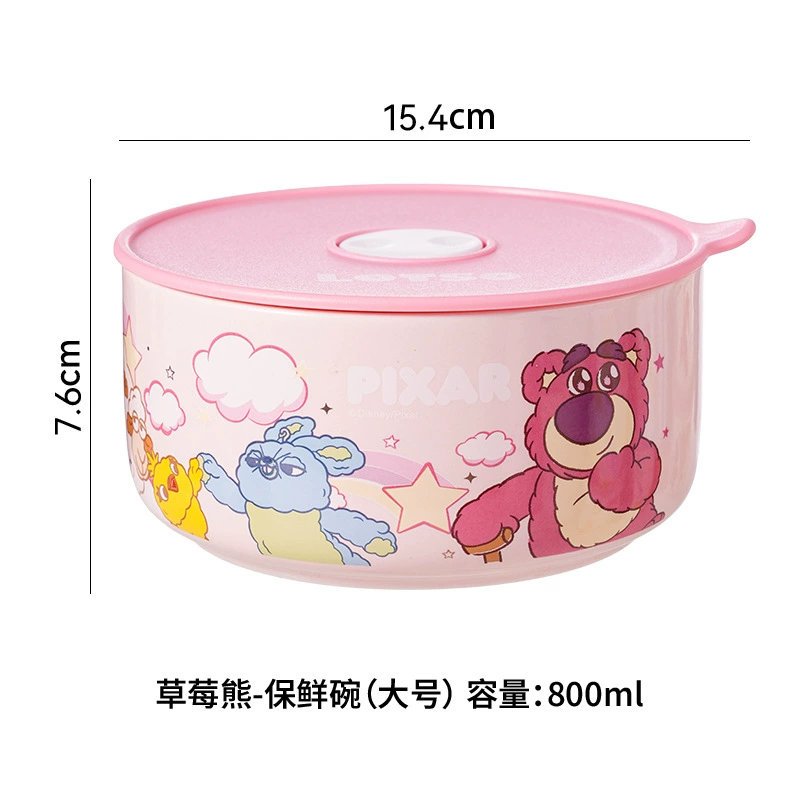 Сервиз «Disney Strawberry Bear» — миска для хранения с крышкой, ланч-бокс, миска для лапши, керамическая посуда пищевого качества, пригодна для микроволновки